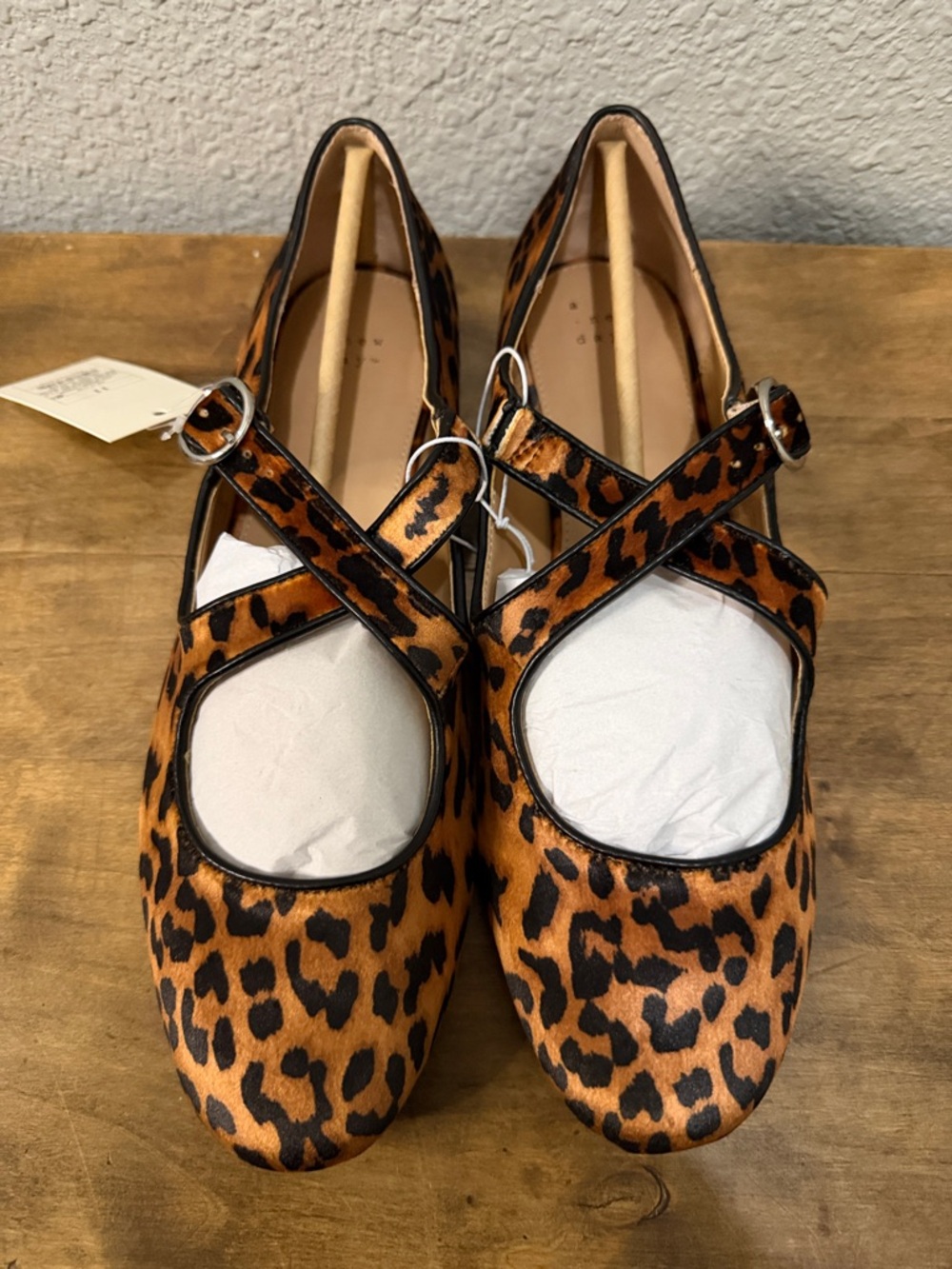 a new day Leopard Print Mary Jane Flats - Tan and Black size 11 NEW WITH TAGS - Picture 2 of 7